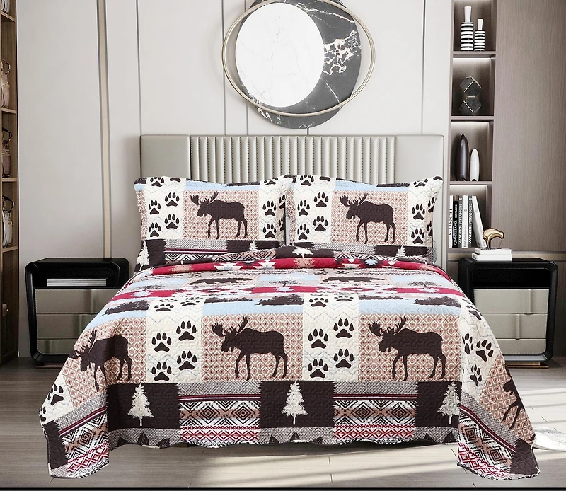 Marina Decoration Rich Printed Embossed Pinsonic Coverlet Bedspread Ultra Soft Bedding Summer Quilt Set with Shams
