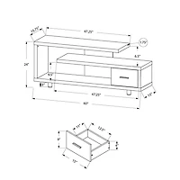 Monarch Specialties Meuble Tv, 60 Pouces, Console, Centre De Divertissement Média, Unite De Rangement, Salon, Chambre À Coucher, Stratifié, Blanc, Contemporain, Moderne
