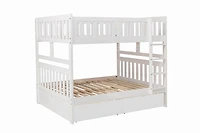 Topline Home Furnishings White Full over Full Bunk Bed with Toy Storage