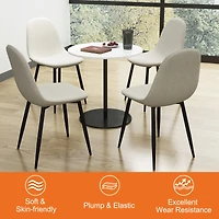 Homy Casa Lot de 4 chaises de bureau rembourrées sans accoudoirs pour espace de travail à domicile, tissu beige