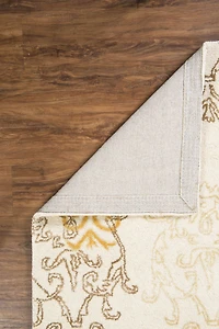 Tapis en Laine Aspire Damassé ivoire et or de 8 pi x 11 pi