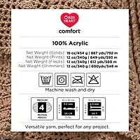 Red Heart® Fil Comfort®, Solide, Acrylique #4 Moyen, 16oz/454g, 867 Yards Fil polyvalent grande taille de pelote