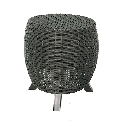 Grapevine Lisa Wicker Stool End Table, Black