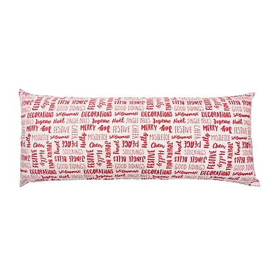 Coussin pour corps Beautyrest à motif de mots rouges de Noël