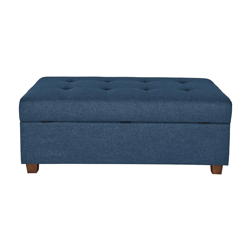 CorLiving Aubin Large Fabric Tufted Ottoman with Storage and Wood Legs