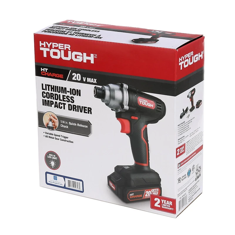HyperTough 20V Lithium-ion cordless impact driver