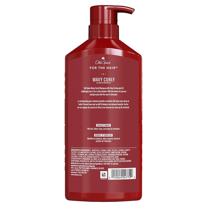 Shampooing Old Spice pour cheveux ondulés et bouclés avec aloès et huile d’avocat 21,9 oz liq./650 mL