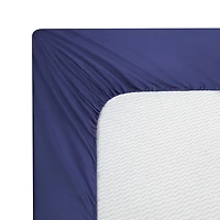Marina Decoration 600 Thread Count Ultra Soft Deep Pocket Hotel Standard Solid Bedding Long Staple Percale Cotton All Season Sheet Set, Navy Blue Color