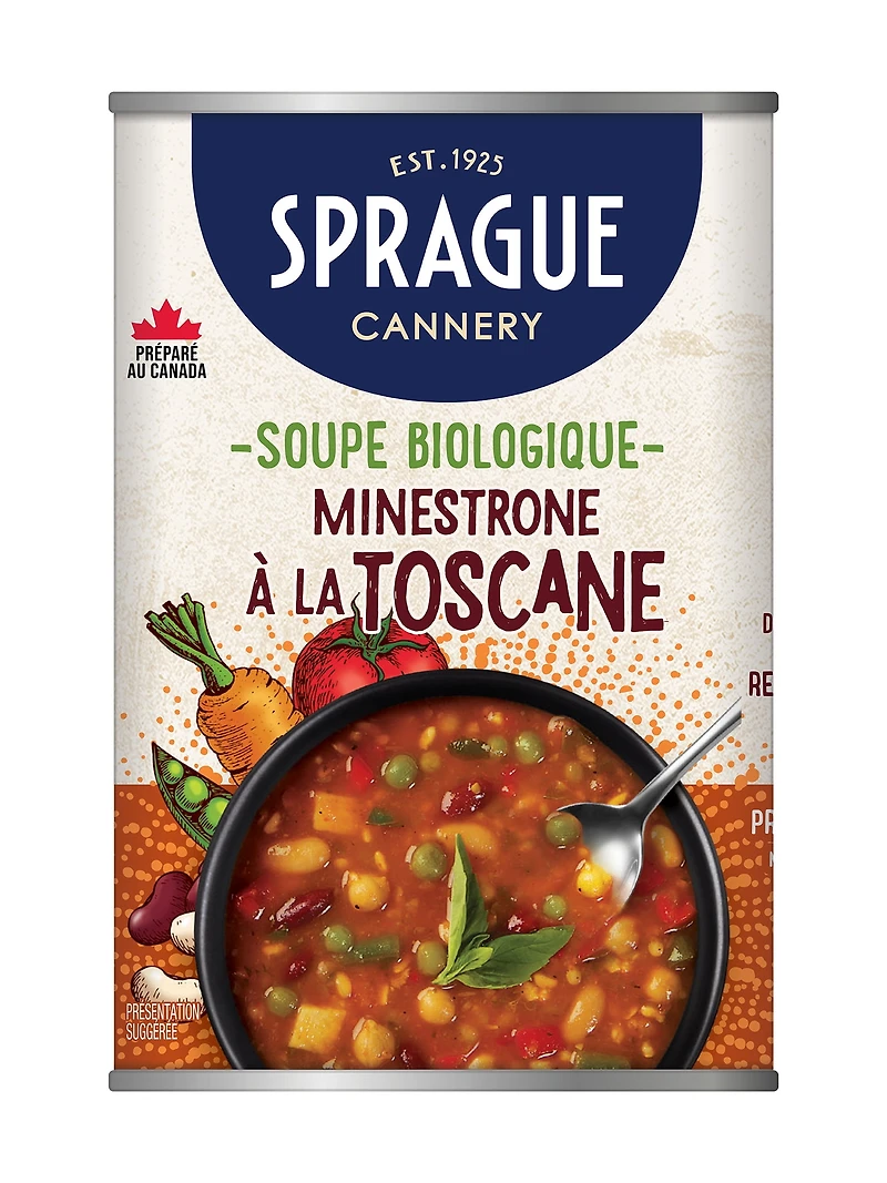 Sprague Organic Tuscany-Style Minestrone Soup, 398ml - Reheat and Serve