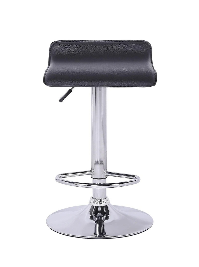 Plata Import - Wendolyn Swivel Bar Adjustable Stool in Black Modern Faux Leather Upholstered for Dining Area
