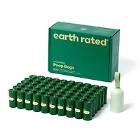 Sacs à crottes de chien antifuite Earth Rated non parfumés et distributeur de sacs à crottes, 900 sacs sur 60 rouleaux de recharge individuels