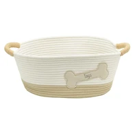Panier de rangement en corde de coton, thème animal de compagnie avec image de jouets en forme d'os de chien