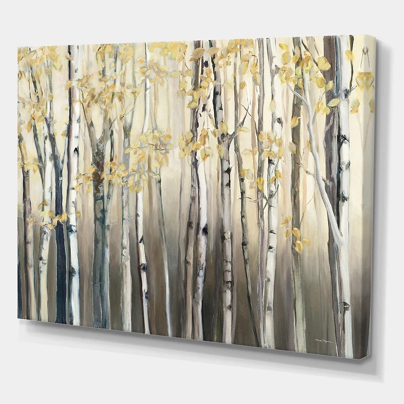 Designart Golden Birch Forest I Canvas Wall Art