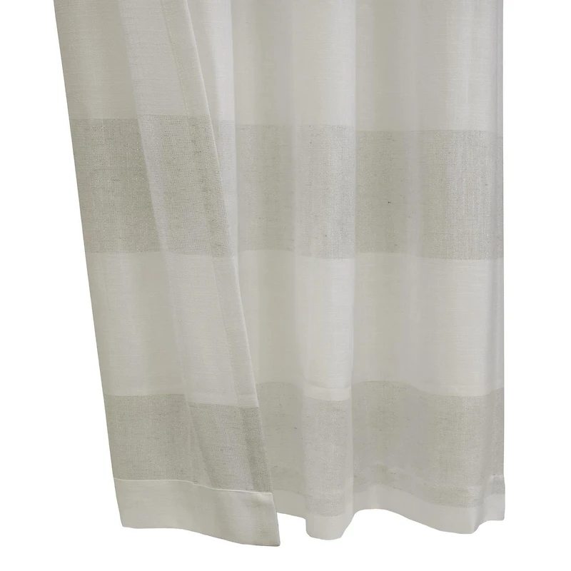 Loft Living Petoskey, filtrant la lumière panneau de rideau à œillets en faux lin à rayures métalliques 52" x 84", gris ivoire