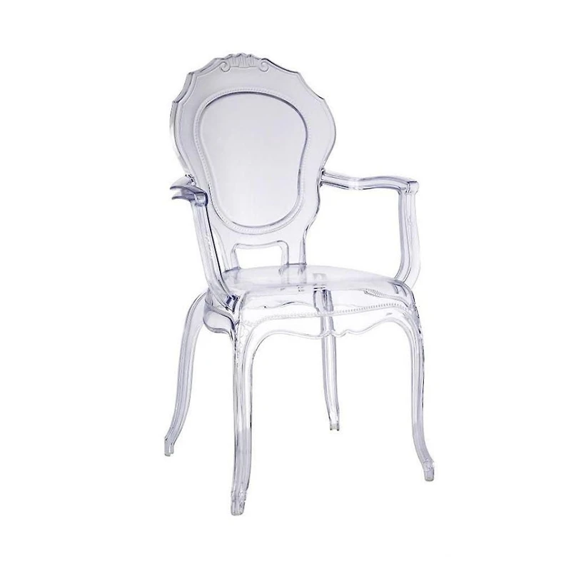 Princess Clear Acrylic Dining Chair with Armrest – Set of 4 Chic Transparent Dining Chairs, Sleek Acrylic Design with Armrests for Modern Dining Rooms