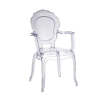 Princess Clear Acrylic Dining Chair with Armrest – Set of 4 Chic Transparent Dining Chairs, Sleek Acrylic Design with Armrests for Modern Dining Rooms