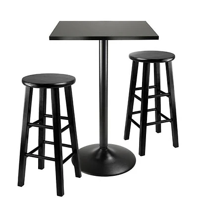 Ensemble de table de pub Winsome Obsidian 3 pièces en finition noire