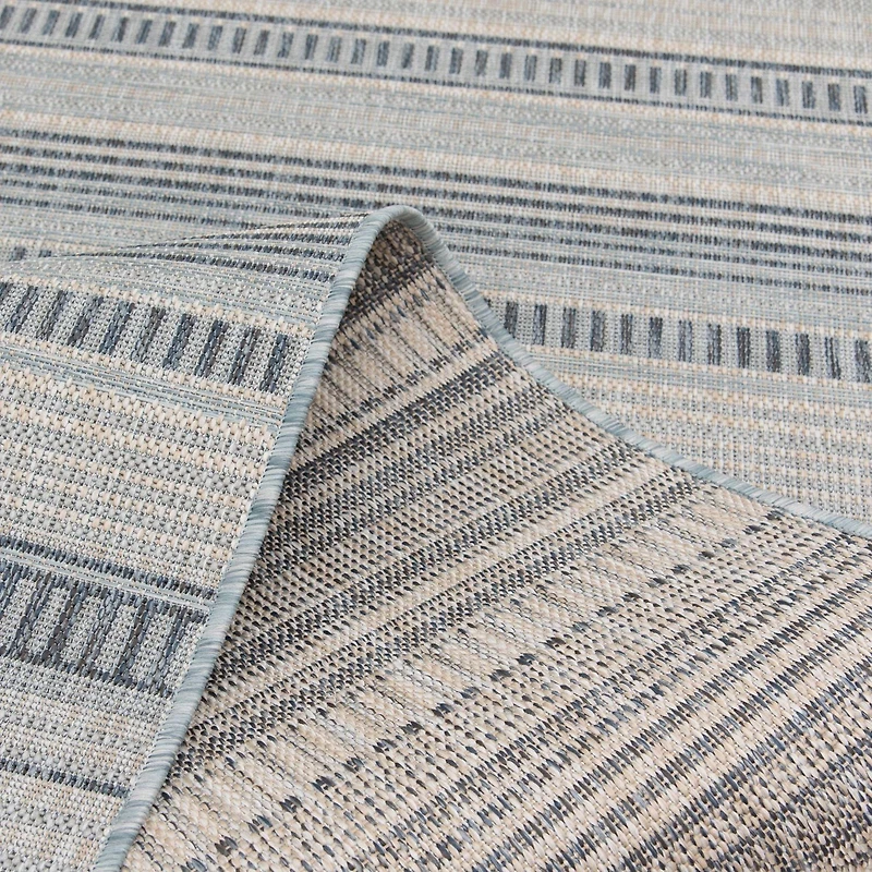 Hayweld Vanilla White and Blue Woven Area Rug