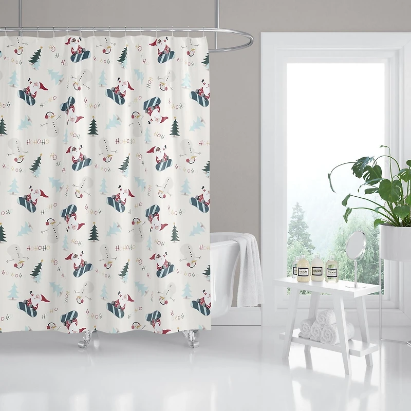 Snowboard Santa PEVA Shower Curtain