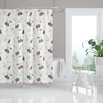 Snowboard Santa PEVA Shower Curtain