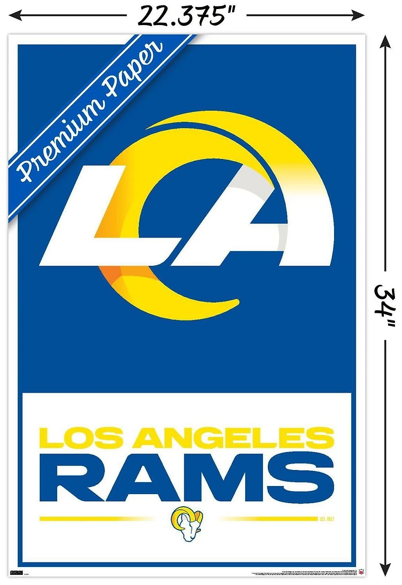NFL Los Angeles Rams - Logo 21 Wall Poster, 22.375" x 34" Framed