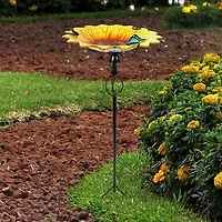 Angelo Décor bain d'oiseau en verre de tournesol avec piquet