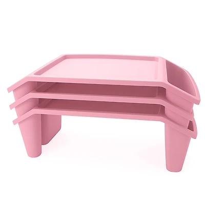 Storex Portable Plastic Lap Desk, Lightweight Tray for Children, Pink, 3-Pack