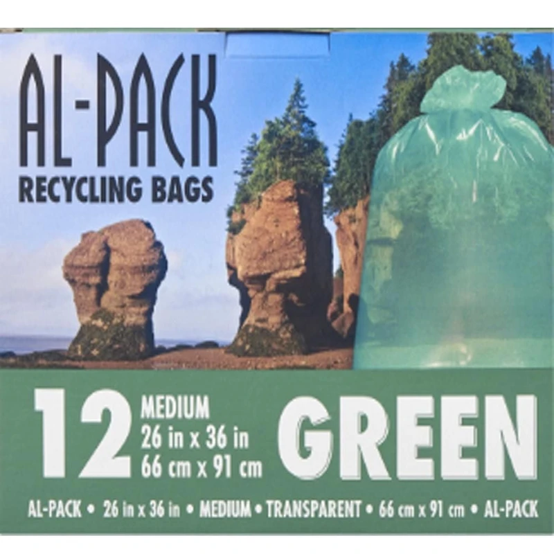 AL-Pack Medium Green Transparent Garbage Bag, AL-Pack MED Green 12 Bags