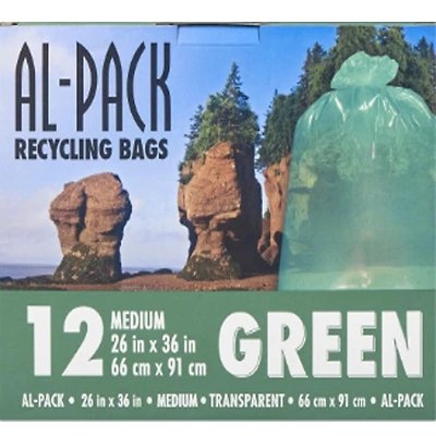 AL-Pack Medium Green Transparent Garbage Bag, AL-Pack MED Green 12 Bags