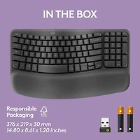 Logitech Wave Keys - clavier ergonomique sans fil, repose-poignets rembourré - Graphite