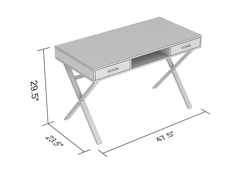 Safdie & Co. Computer Desk Dark Taupe 2 Drawers 1 Shelf Black Metal