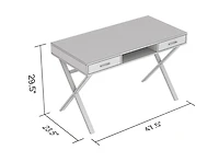 Safdie & Co. Computer Desk Dark Taupe 2 Drawers 1 Shelf Black Metal