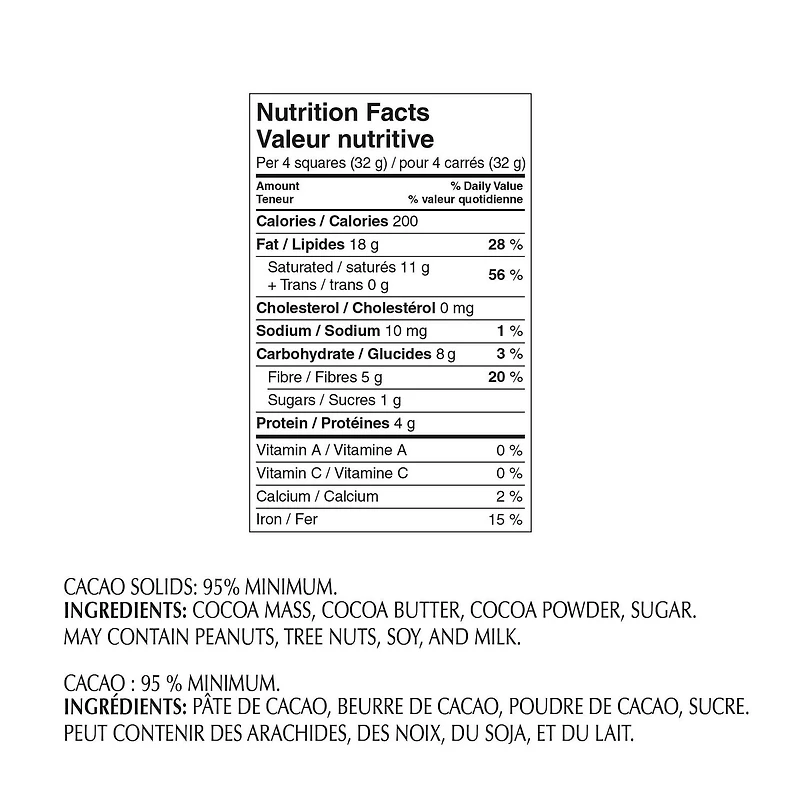 Chocolat noir Lindt EXCELLENCE à 95 % de cacao – Barre (80 g) 80 g