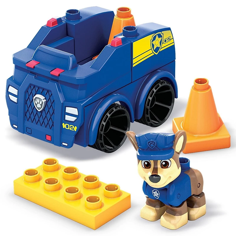 Mega Bloks PAW Patrol Chase's Police Car Building Set, 10 building blocks and special pieces