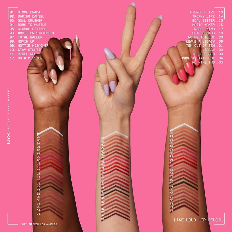 Line Loud Waterproof Lip Liner Pencil, Infused with Vitamin E, Vegan Formula