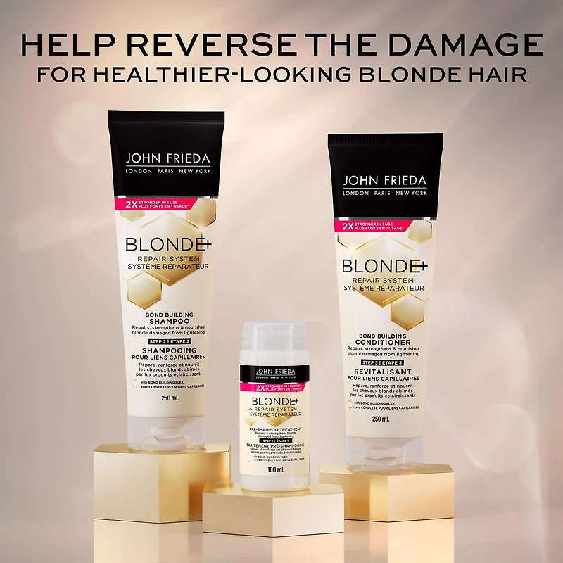 John Frieda Blonde+ Système Réparateur Traitement Pré-Shampooing | Fabriqué au Canada