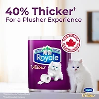 Royale Papier Hygiénique Velour, 30 équivalant à 80 rouleaux 2 épaisseurs, 190 feuilles de papier hygiénique par roul.