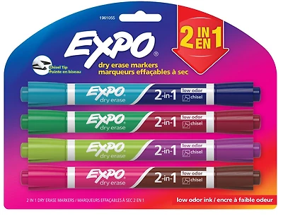 Expo 2-in-1 Assorted Chisel Tip Dry Erase Markers