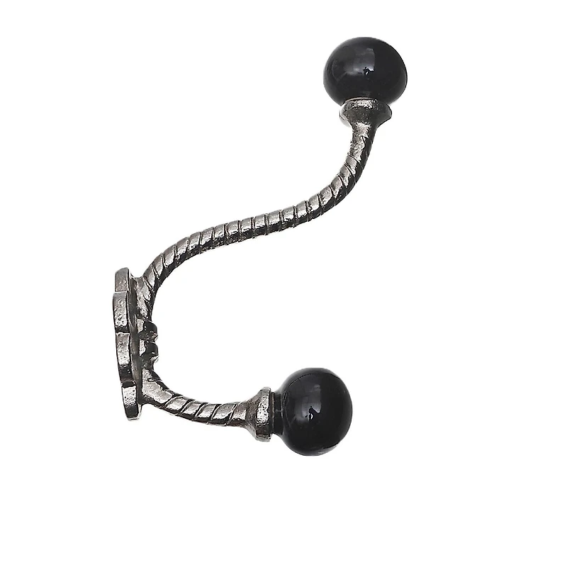 Crochet De Torsion En Fer Avec Bouton Noir En Céramique (Nickel) - Ensemble De 4