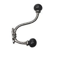 Crochet De Torsion En Fer Avec Bouton Noir En Céramique (Nickel) - Ensemble De 4