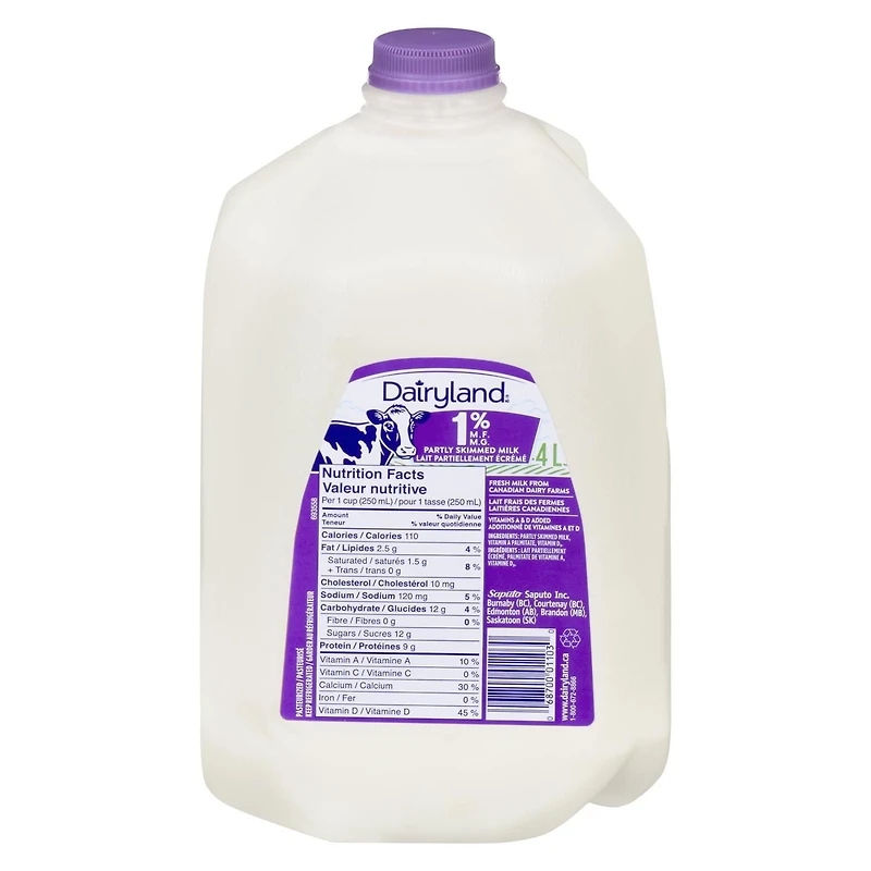 Dairyland Lait partiellement écrémé 1 % 4L