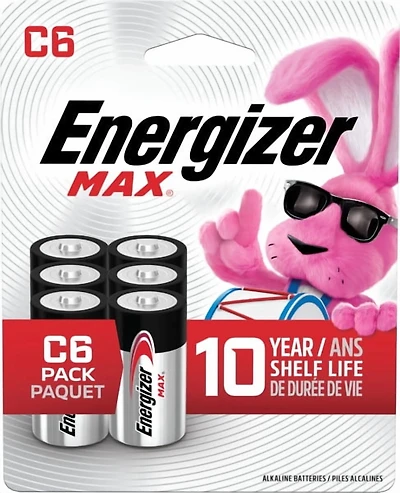 Energizer MAX C Batteries (6 Pack), C Cell Alkaline Batteries