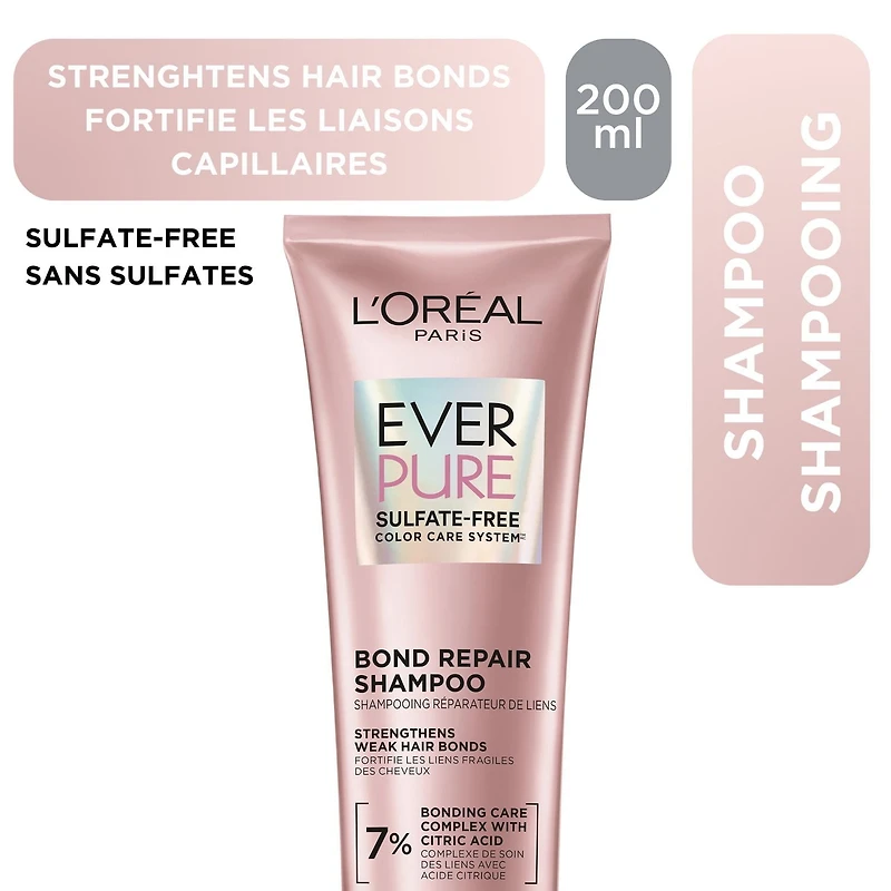 L'Oreal Paris EverPure Bond Strengthening Shampoo with StrongCore Science, Repairs, Strengthens, Reinforces Weak Bonds Hair, Vegan, Paraben & Sulfate Free, 200ml, Bonding Shampoo
