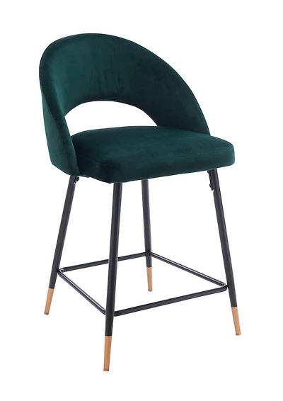 Tabouret en velours avec pieds en métal noir