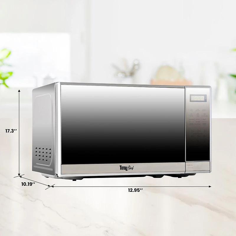 Total Chef 700 Watts Microwave Oven with Digital Controls (0.7 Cu. Ft./20 Liters), Compact Microwave for Quick Meals