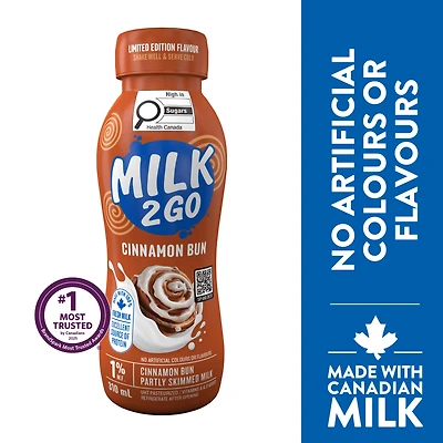 1% M.G. partiellement écrémé Brioche à la cannelle édition limitée  Lait's Go 310 mL