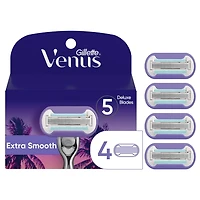 Gillette Venus Miami Minuit Extra Lisse Recharges de Lames de Rasoir pour Femmes, 4 Recharges