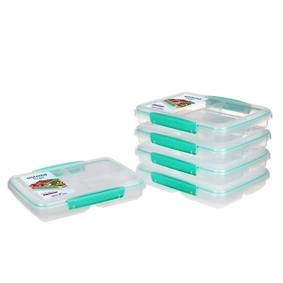 Récipients pour la conservation d'aliments Sistema To Go avec plusieurs compartiments pour conserver plats et aliments, avec séparations et fermetures par clips, 820 ml, sans BPA