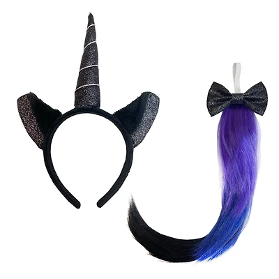 Way to Celebrate! Halloween 2pc Black Holographic Unicorn Kit, MULTI, Women, One Size