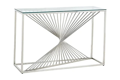 Topline Home Furnishings Sofa Table with Glass Top